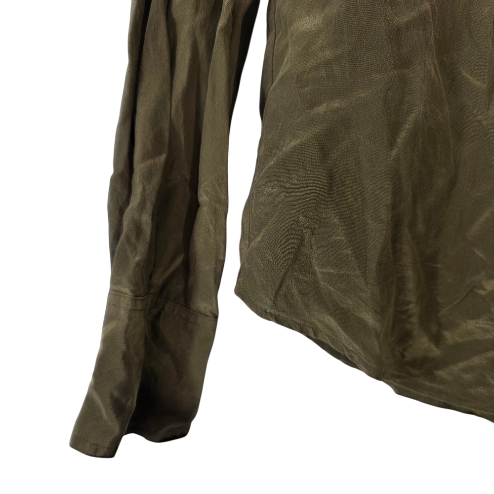 J. Crew Olive  silk Button Down Shirt - Picture 4 of 10